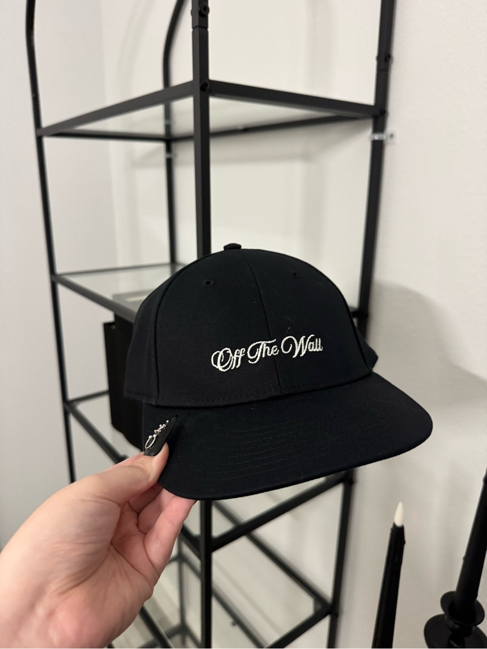 Vans Black Snapback Cap with White 'Off The Wall' Script